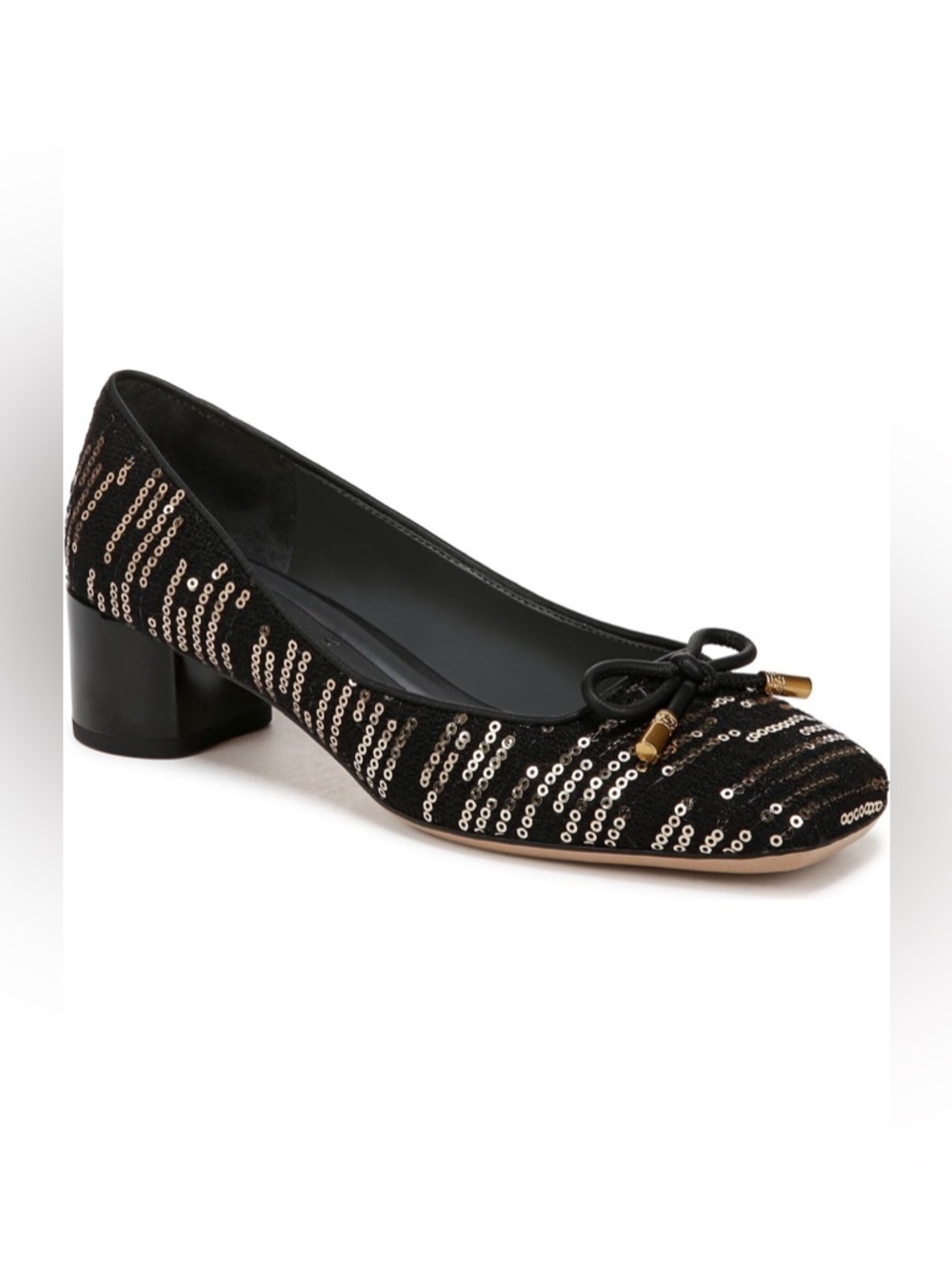 Franco Sarto Black Sequin natalia block heels NWT